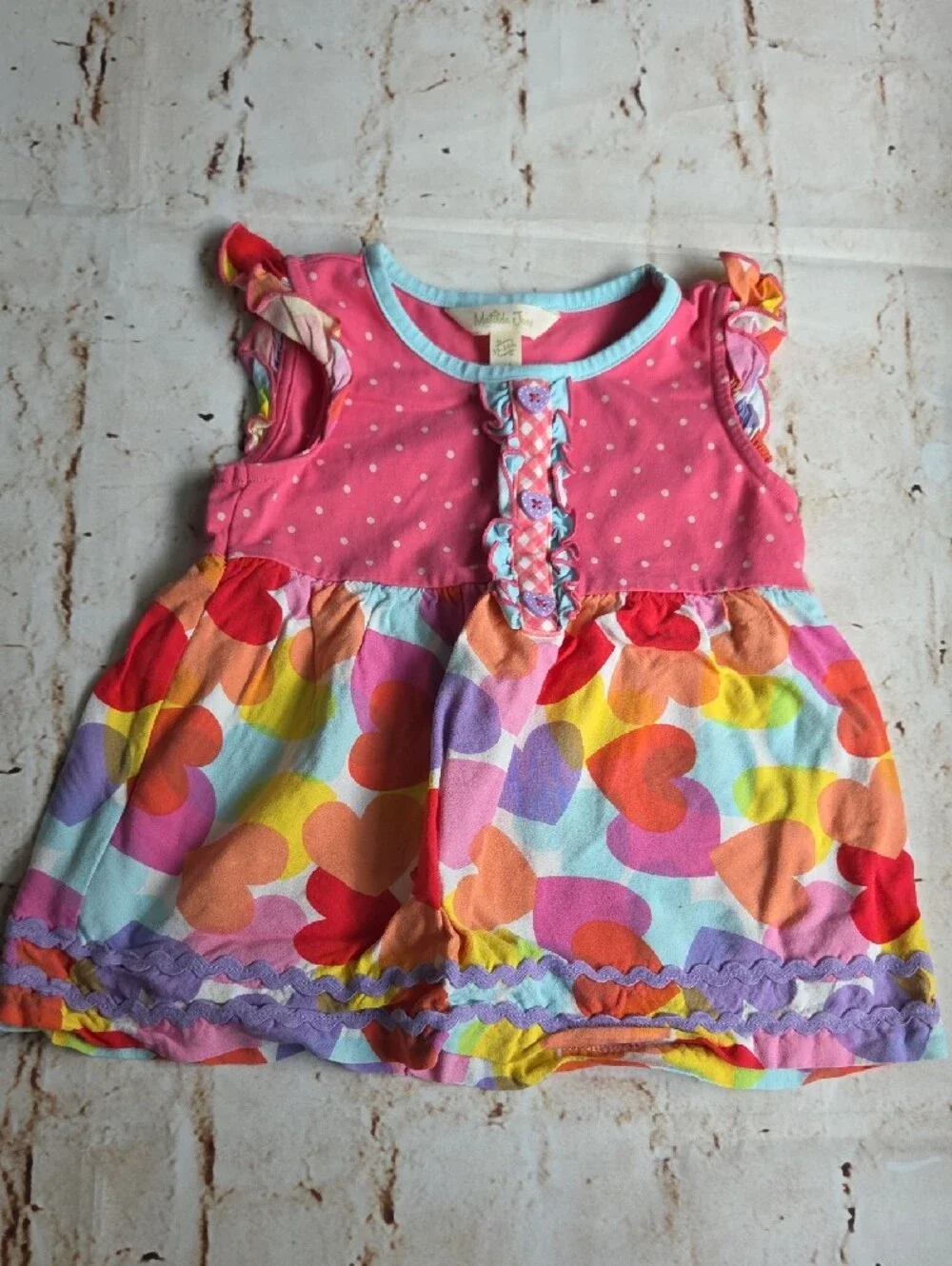 Colorful Heart Print Two-Piece Set